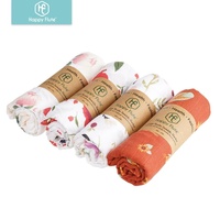 Happyflute 1Pc Organic Cotton Muslin Swaddle Blanket Baby Wrap